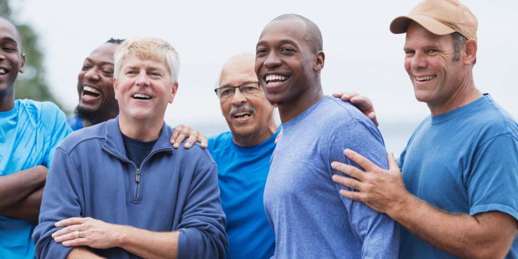 A confident men over 35 in victory, symbolizing success and strength after overcoming fear and self-doubt.